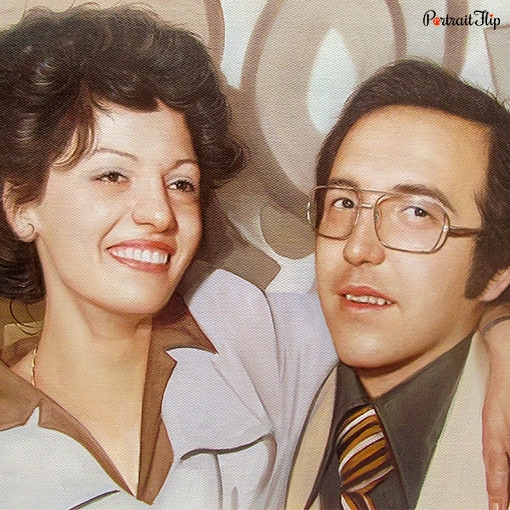 man and woman vintage acrylic portrait