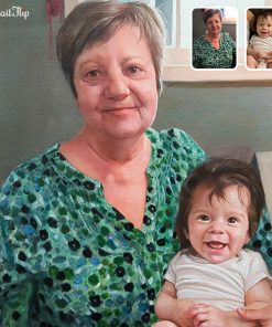 photo to grandma and kid acrylic painting