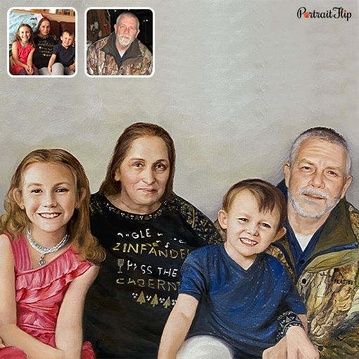 photo to family compilation oil painting