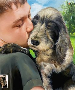 photo to boy and dog oil painting