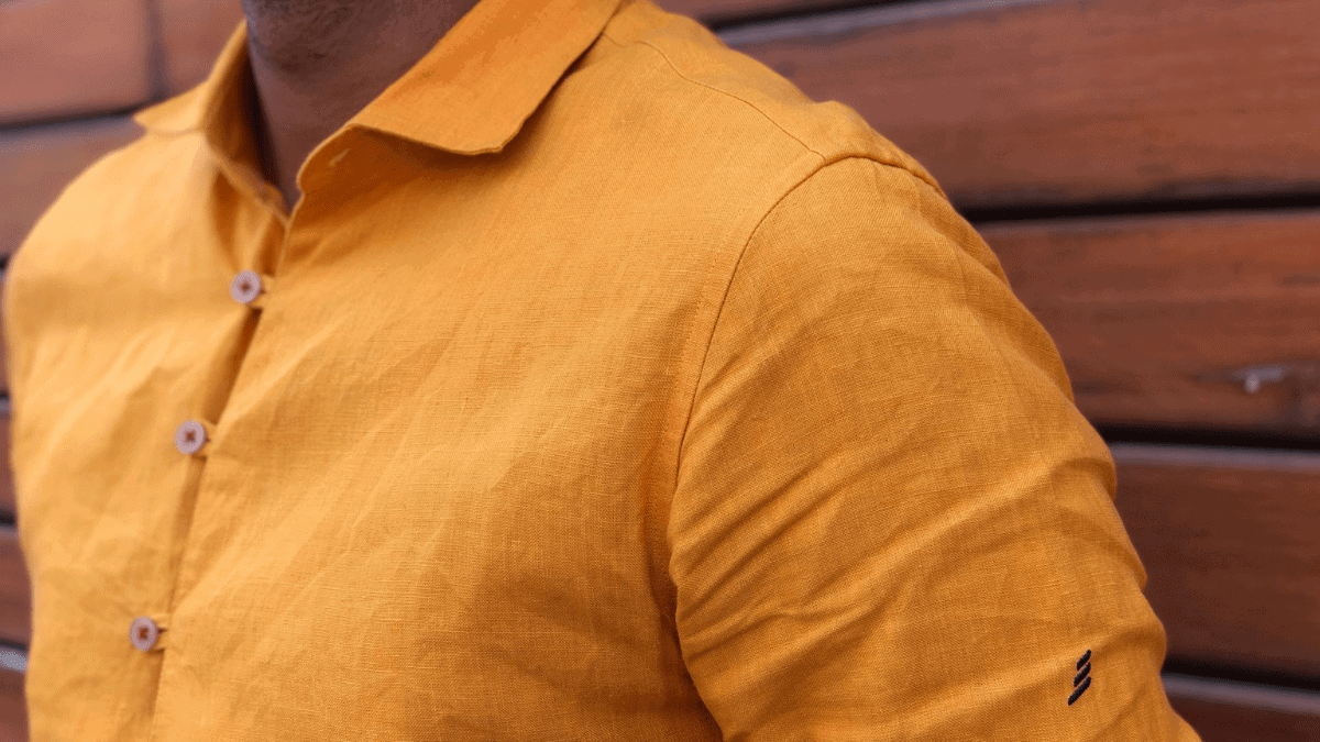 men's yellow hemp shirt