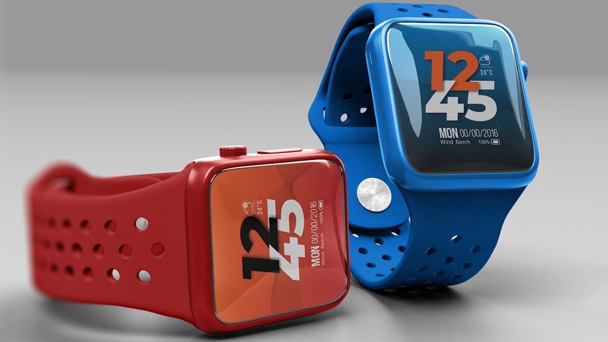 Red and orange fitness watches.