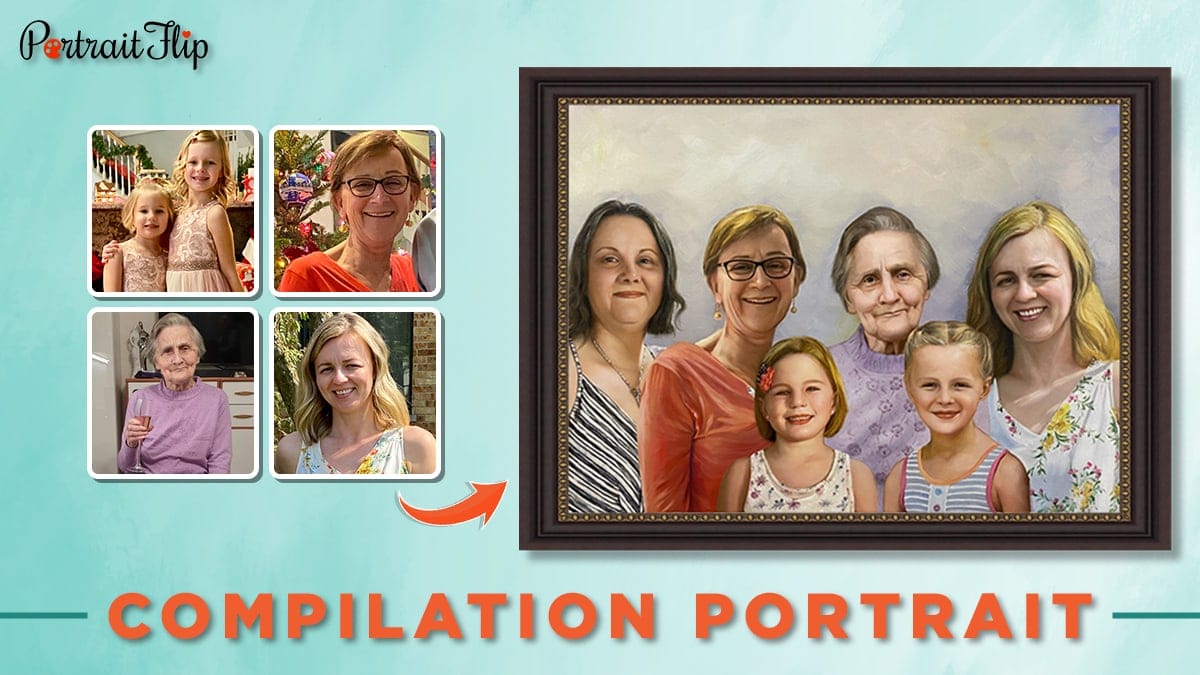 Compilation portrait painting of 6 people 
