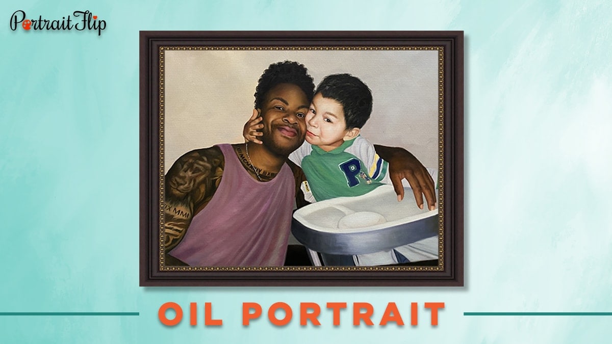 Father and son oil portrait from photo for 30 under 30. 

