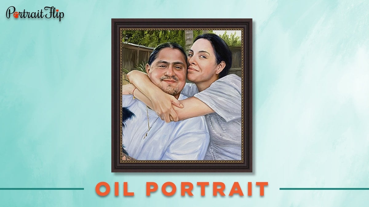 An oil portrait from photo of a woman and a man