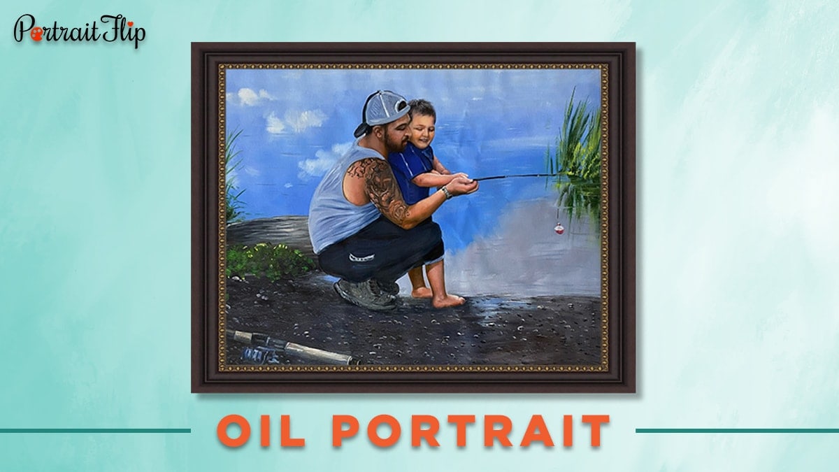 Oil portrait of a man and a young boy for our 30 under 30. 