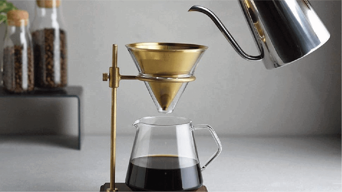 a person using pour-over coffee to make filtered coffee