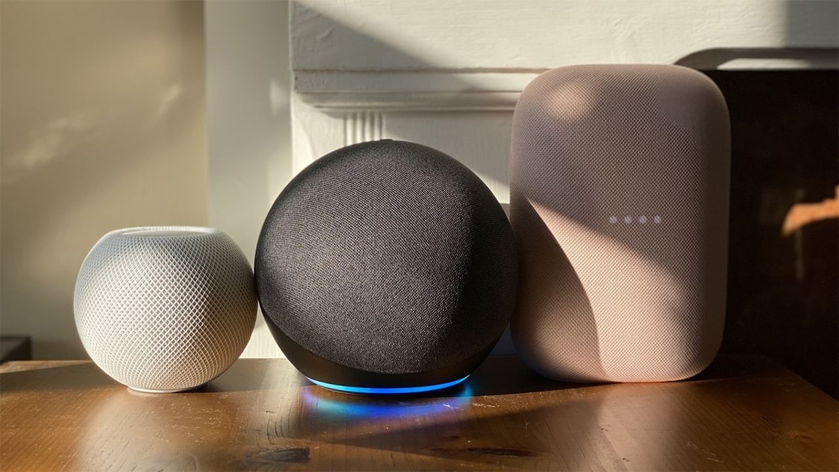 smart speakers laid side by side. 
