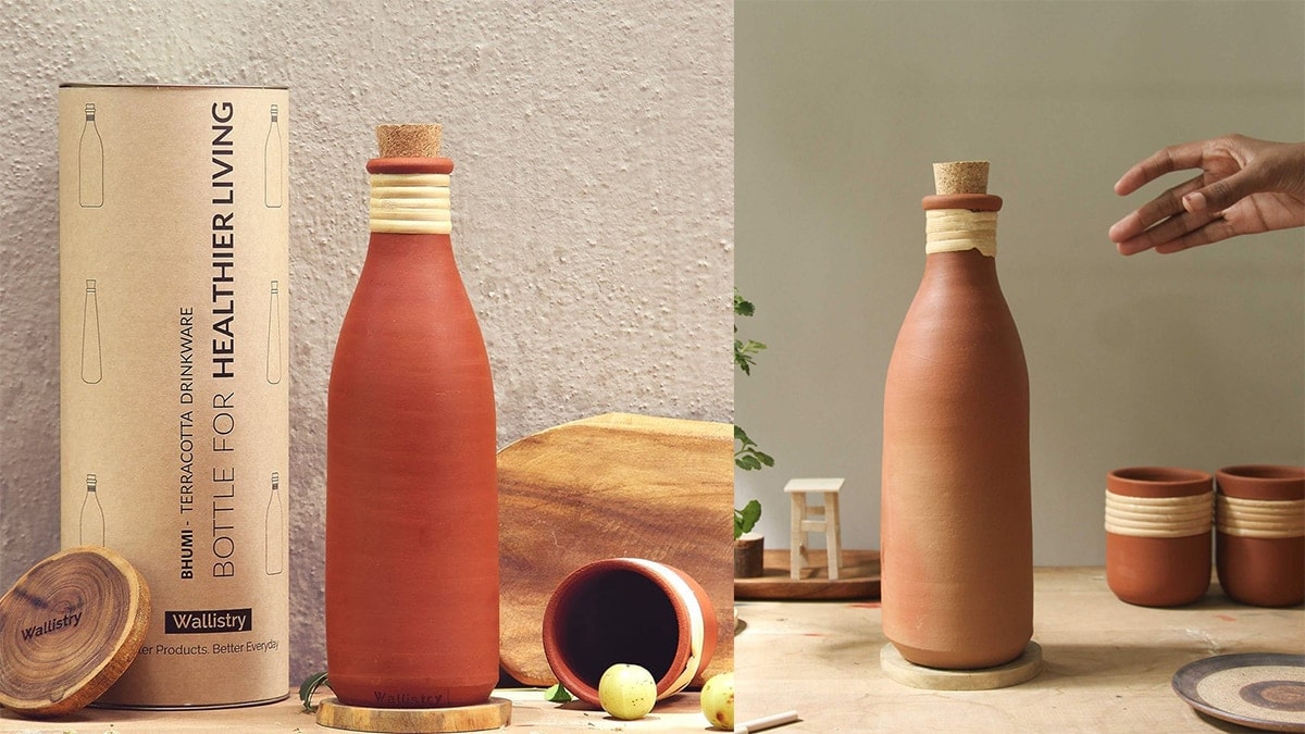 Two terracotta Bottles or clay bottles