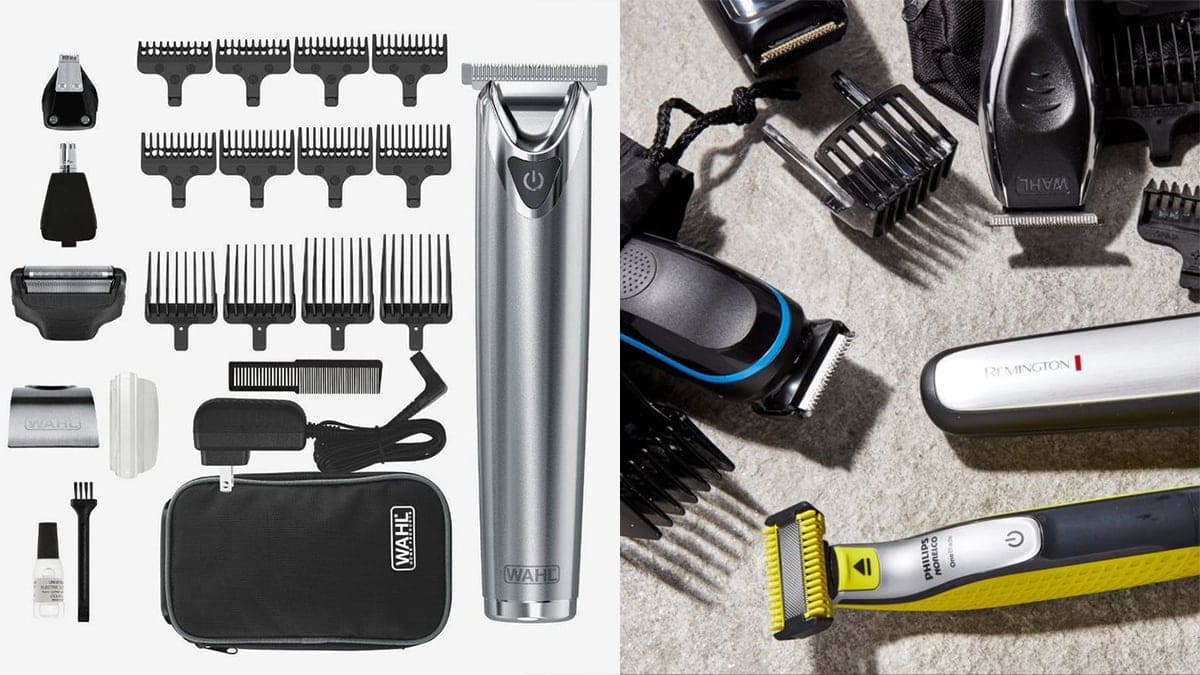 Beard trimmer kit with its accessories. 