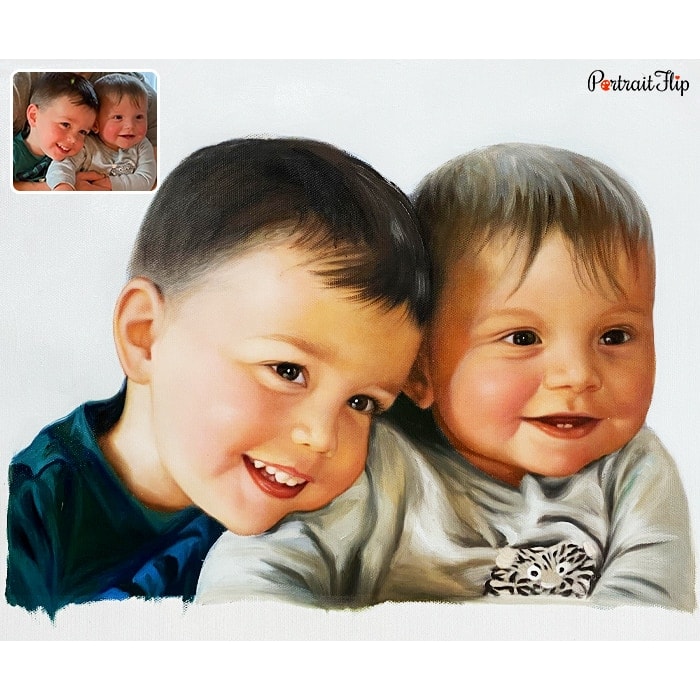 two baby oil portrait