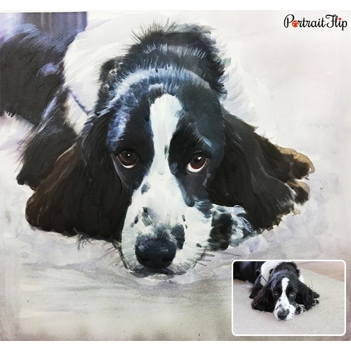 lying dog watercolor painting