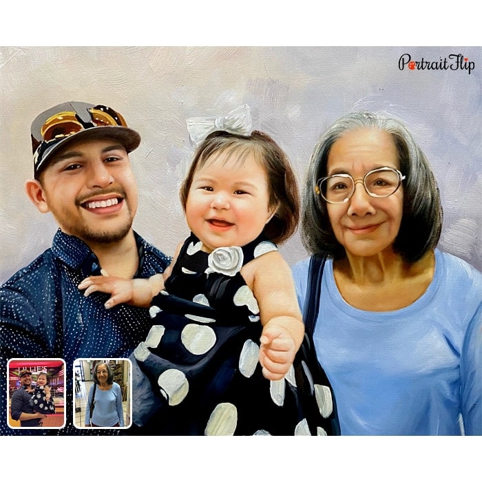 baby with father and grandma portrait