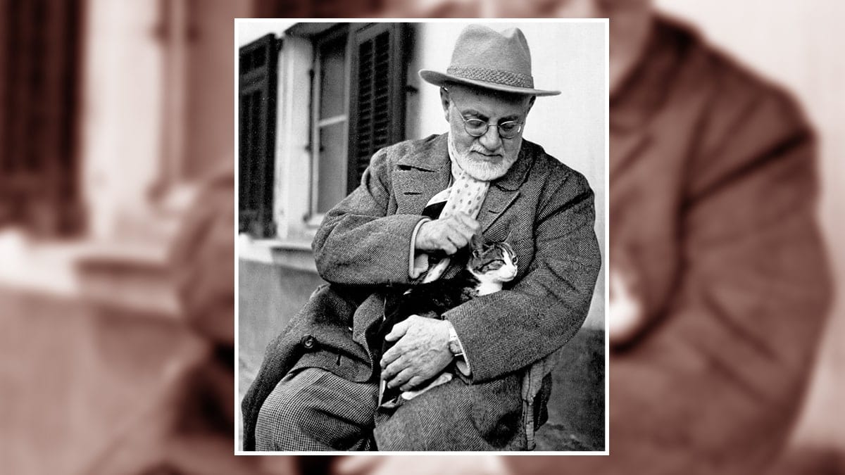 One of the mostfamous painters: Henri Matisse petting his cat