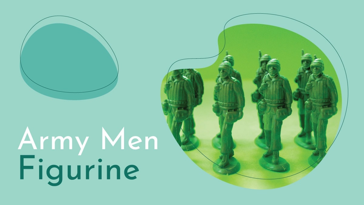 A zoom shot of green colored army men figurine is taken. 