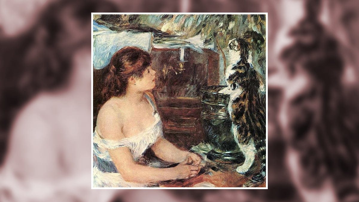 Girl and Cat by Pierre-Auguste Renoir