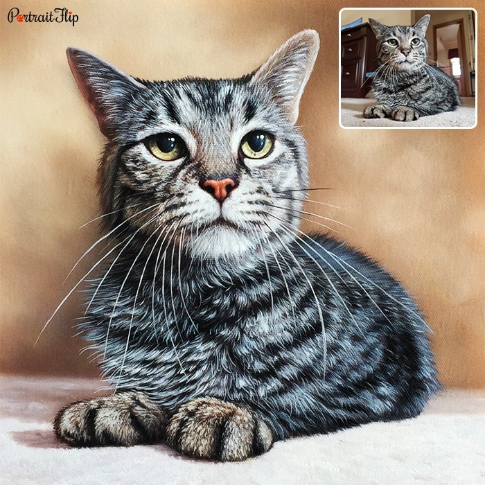 black cat oil painting