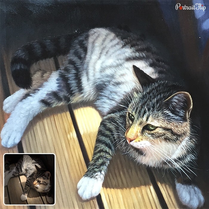 playing cat oil painting