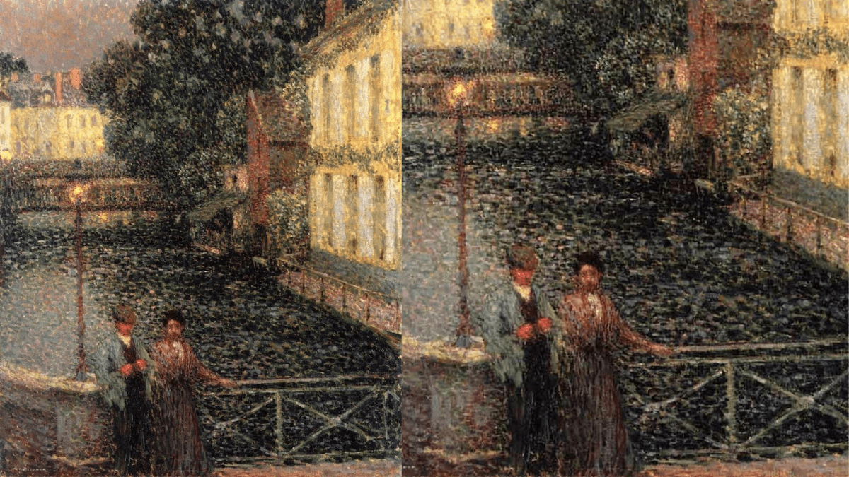 A Stroll on the Canal at Quimperle by Henri Le Sidane. 