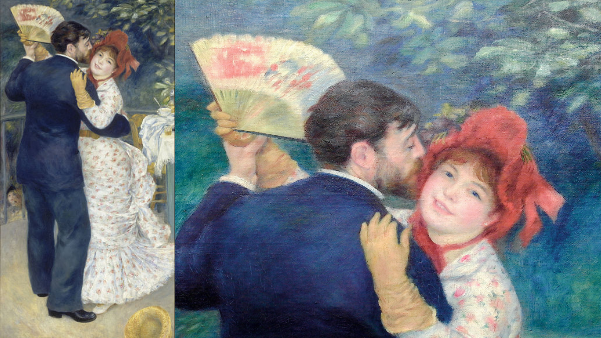 Danse à la Campagne by Pierre Auguste Renoir, A painting of a couple dancing happily.  