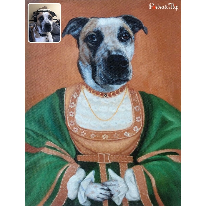 dog in pope dress portrait