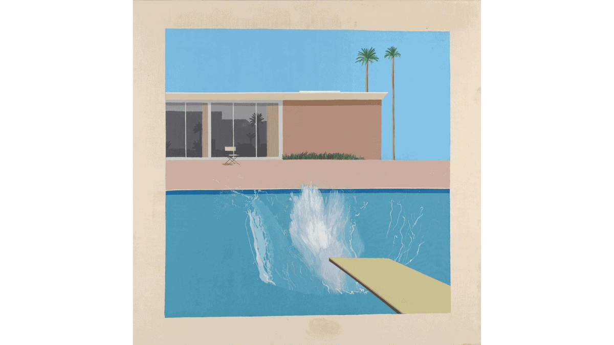 one of the famous pop art paintings called "A Bigger Splash" by a famous pop artist known as David Hockney.