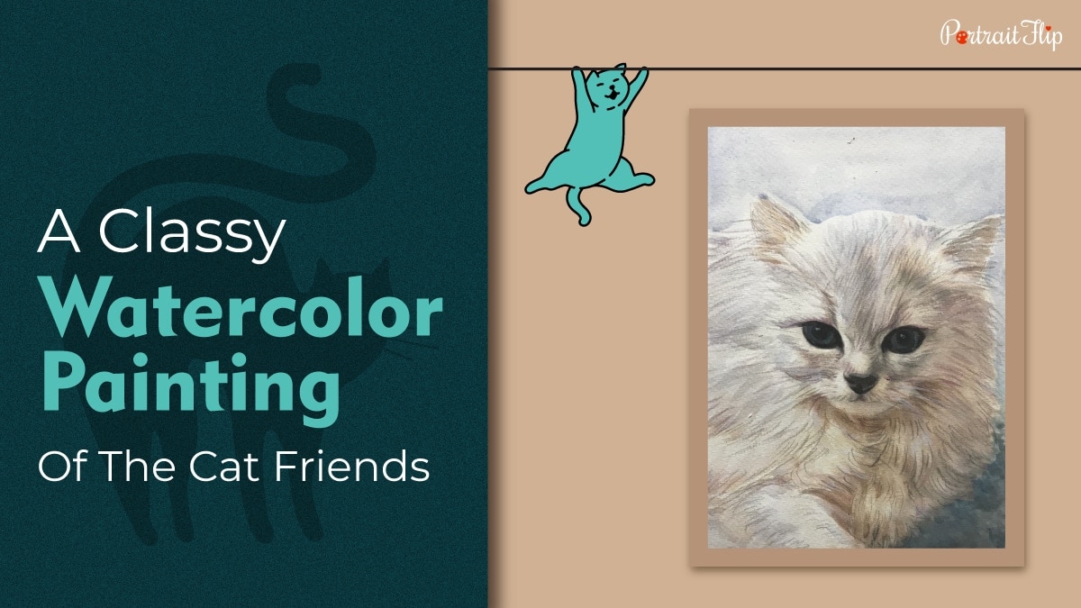 watercolour from photos of cat from PortraitFlip as a personalized gift for cat lovers.