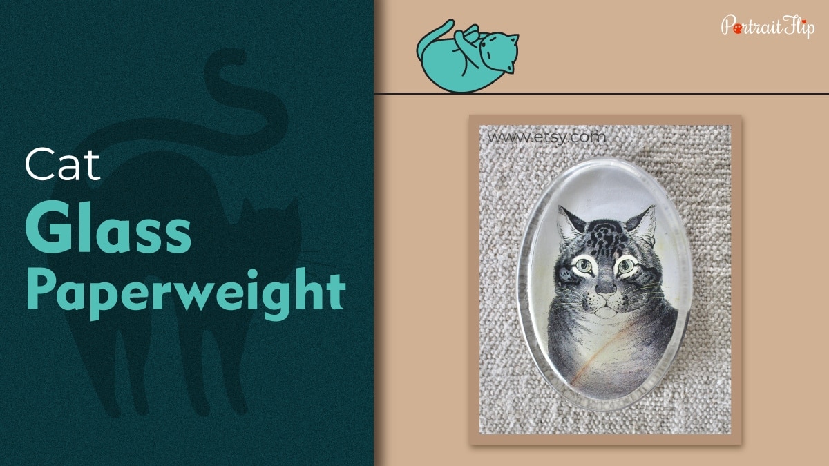 Cat glass paperweight personalised gifts for cat lovers 