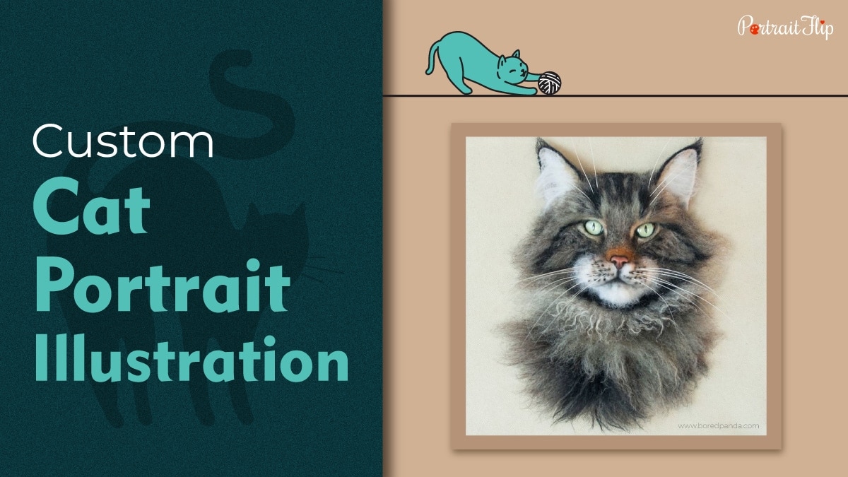 custom cat portrait illustration for personalised gifts for cat lovers