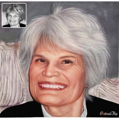 happy lady acrylic portrait