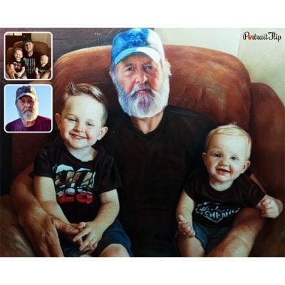 grandpa with kids compilation portrait