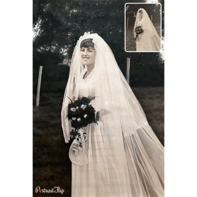 bride vintage oil painting
