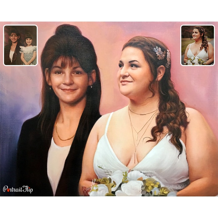 wedding portrait with dead mother