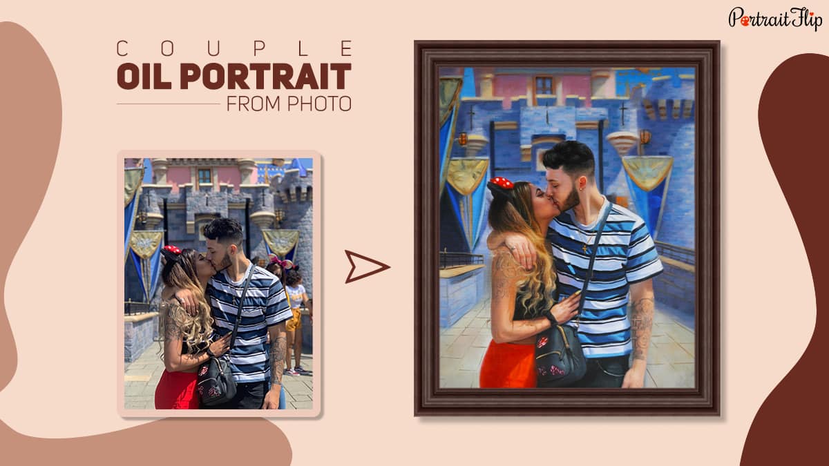 handmade couple oil portrait from photo by PortraitFlip shown as one of the gifts for long distance relationships