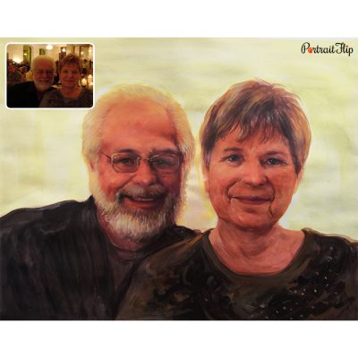 old couple watercolor portrait