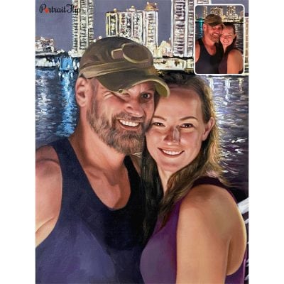 valentine couple acrylic painting