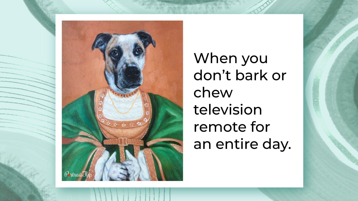 A funny royal portait of dog painted by PortraitFlip's artists