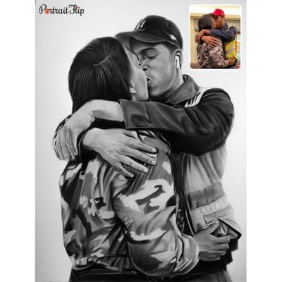 kissing couple valentine portrait