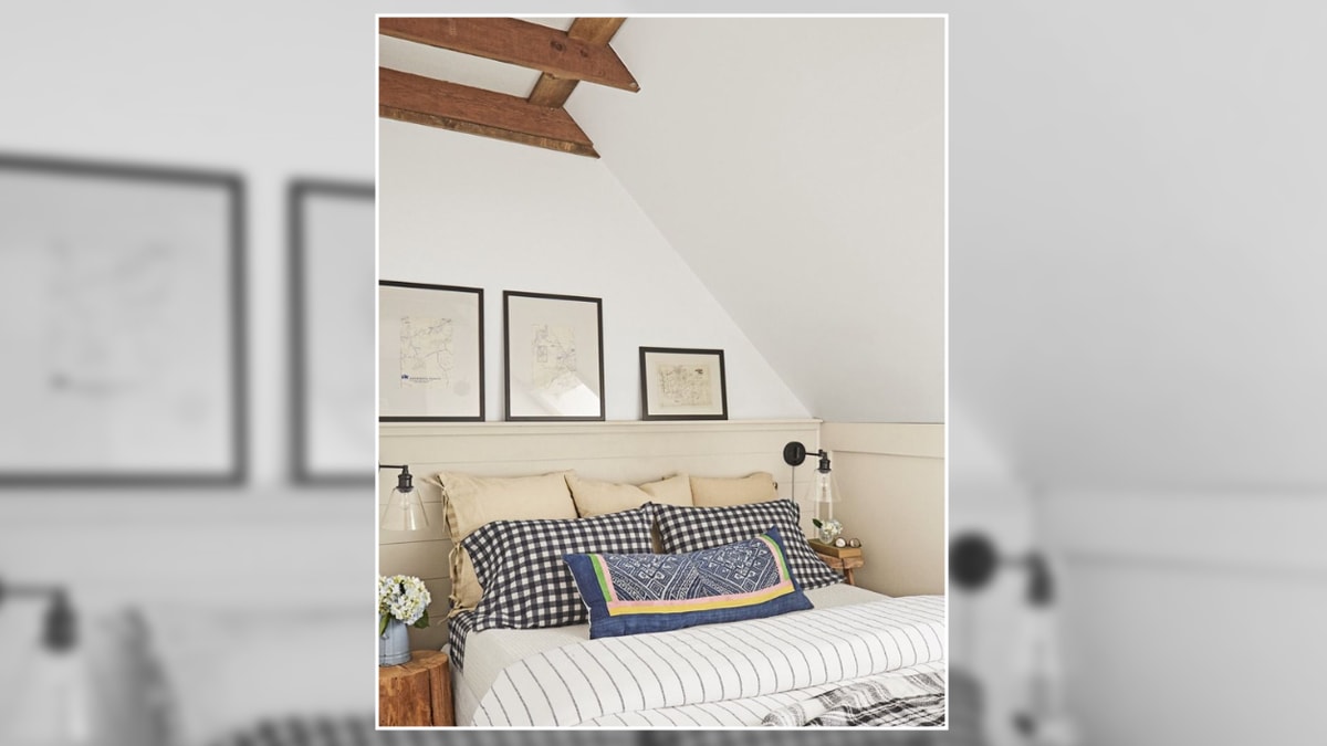 a make shift shelf built on bedroom wall to place props on it as a wall décor.