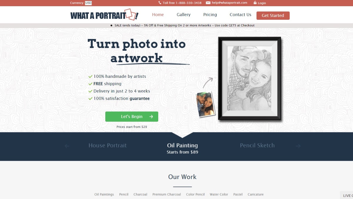 What a Portrait - A website that sells handmade Portraits