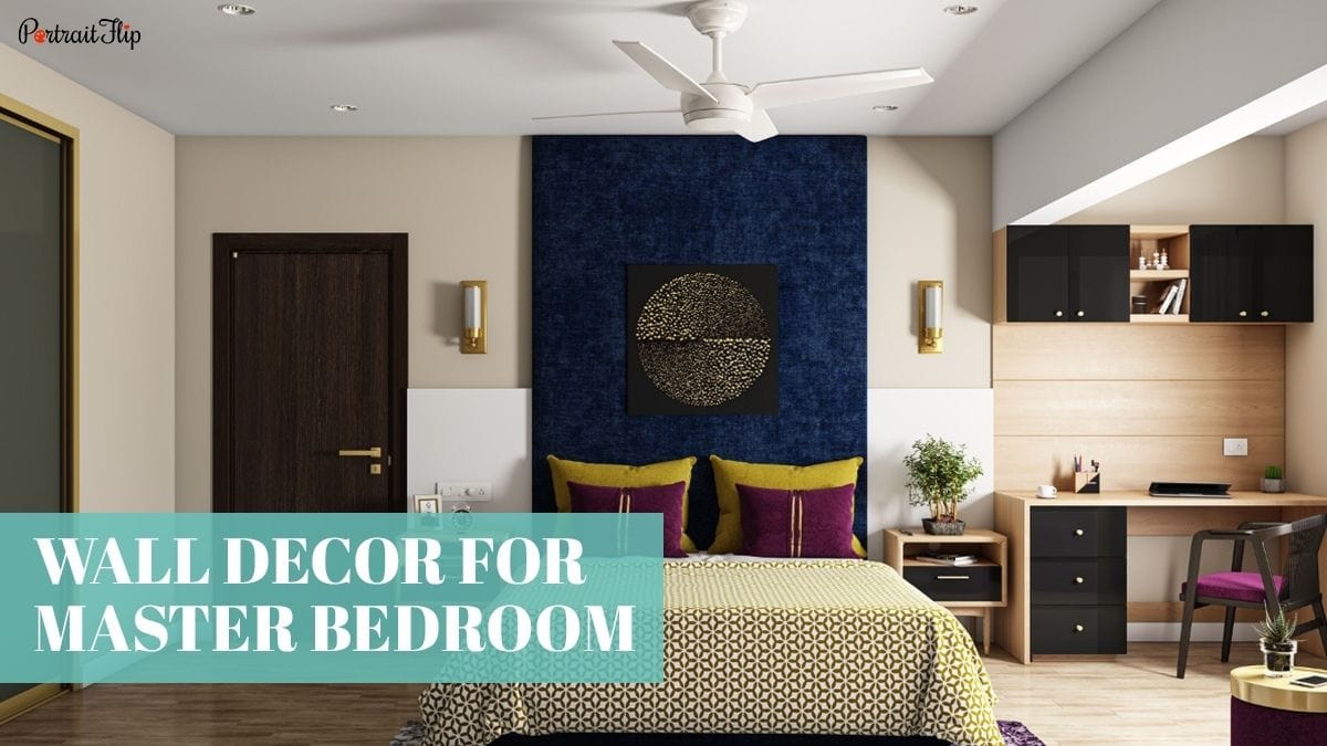 A beautiful bedroom interior that has a customized headboard as a wall décor as one of the ideas for wall décor for master bedroom.