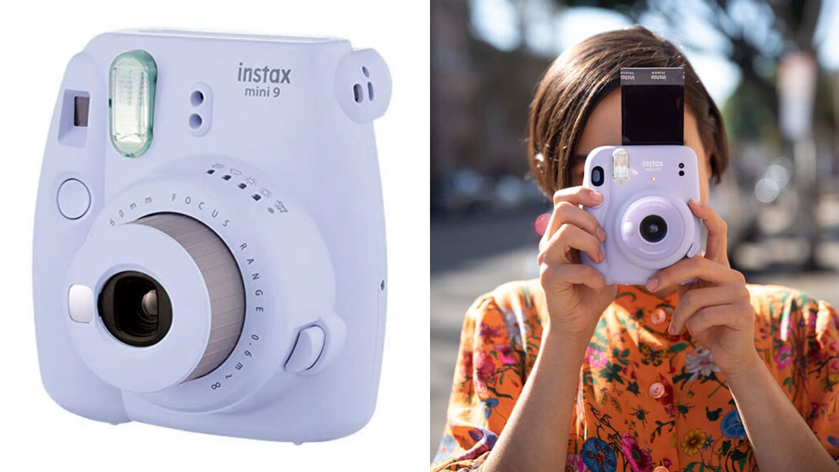 an instant camera shown as one of the gifts for long distance relationships.