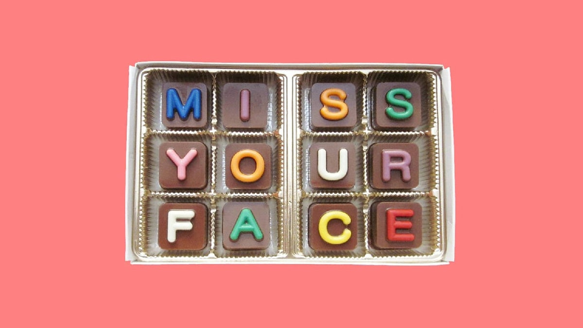 miss your face chocolates shown as one of the gifts for long distance relationships