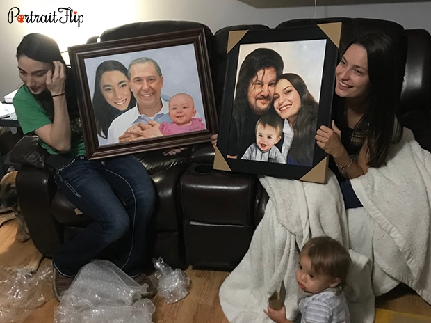 happy customer with their compilation portrait