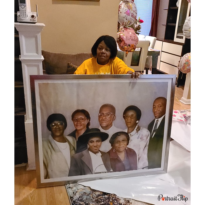 happy customer with huge compilation portrait