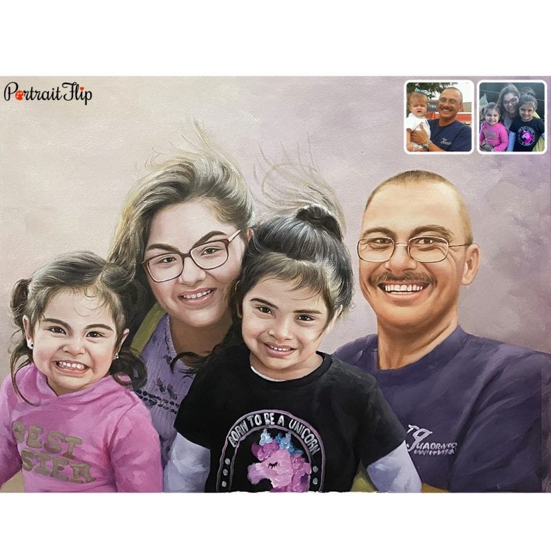 family merged oil painting
