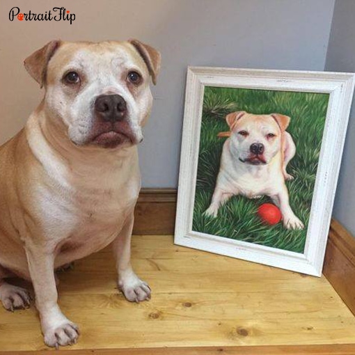 dog with his oil portrait