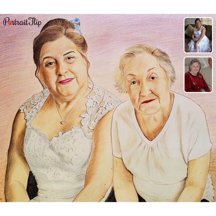 old ladies colored pencil portrait