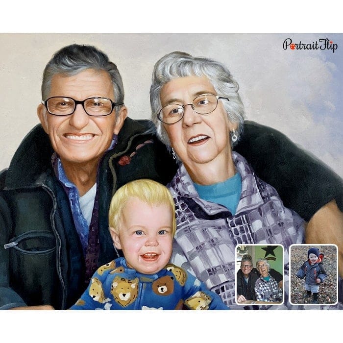 old couple and kid compilation portrait
