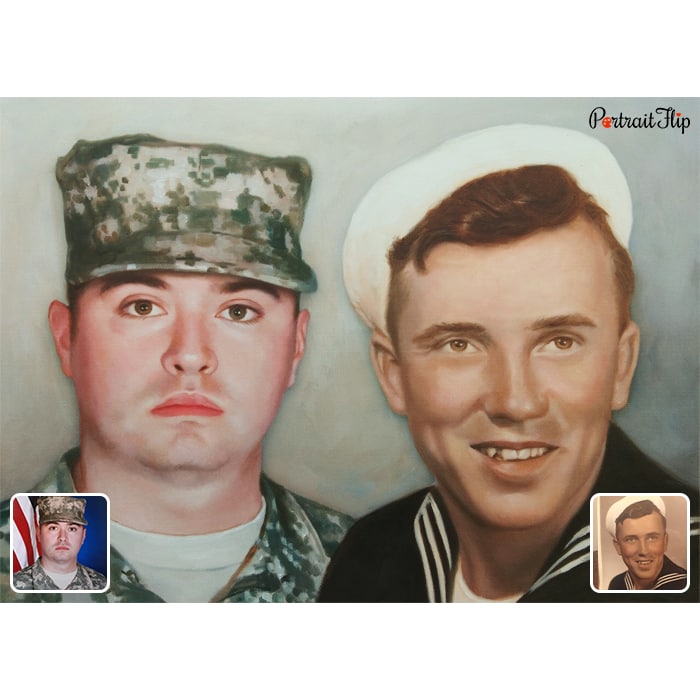 military oil portrait painting